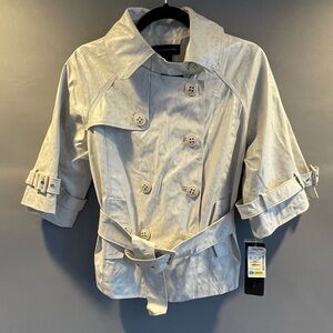 Bagatelle Faux Leather Cropped Trench Size M Cream/Winter White NWT